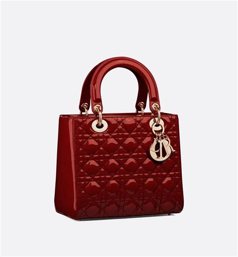 cherry red patent leather lady dior|Dior cannage bag.